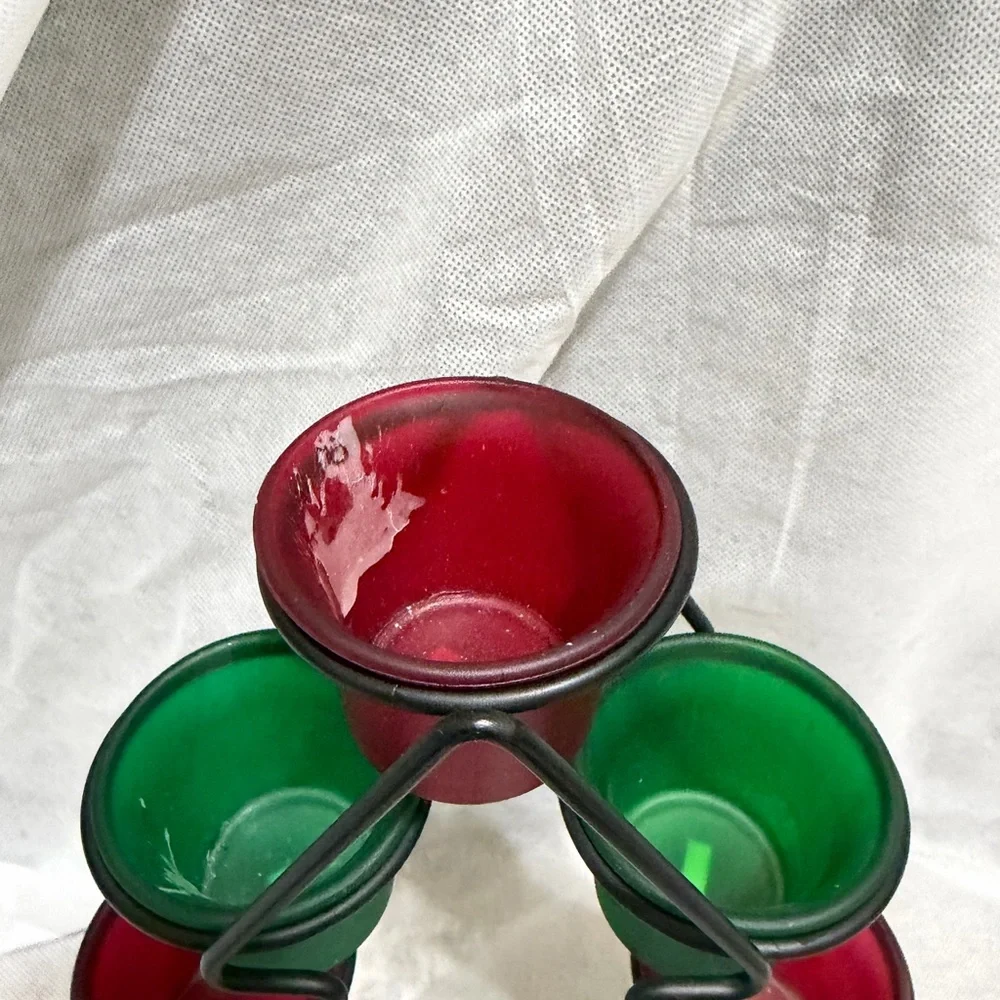 Vtg images 7 Light Tree Votive Holder - Red and Green Christmas candle holder